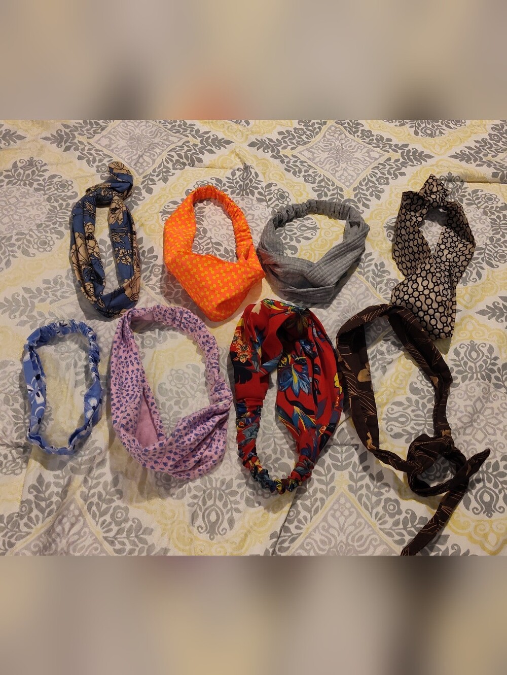 Like-New! 8 Mixed Fabric Headband Set -Multiple Fabric Designs